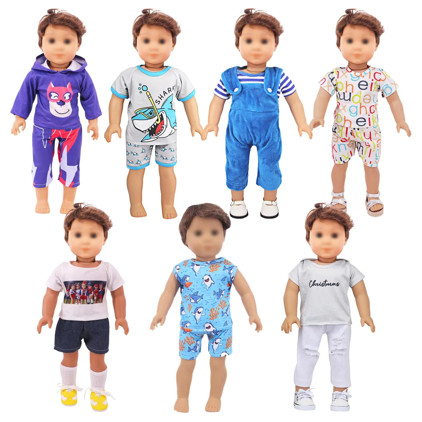 SOTOGO 7 Sets 18 Inch Boy Doll Clothes Doll Outfits Doll Accessories for American 18 Inch Boy Doll