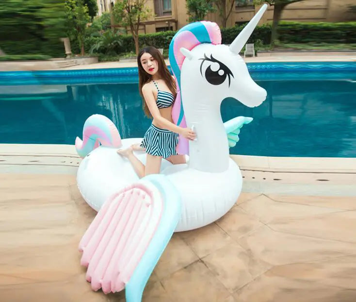 Colorful Unicorn Inflatable Bed and Pool Float, Large