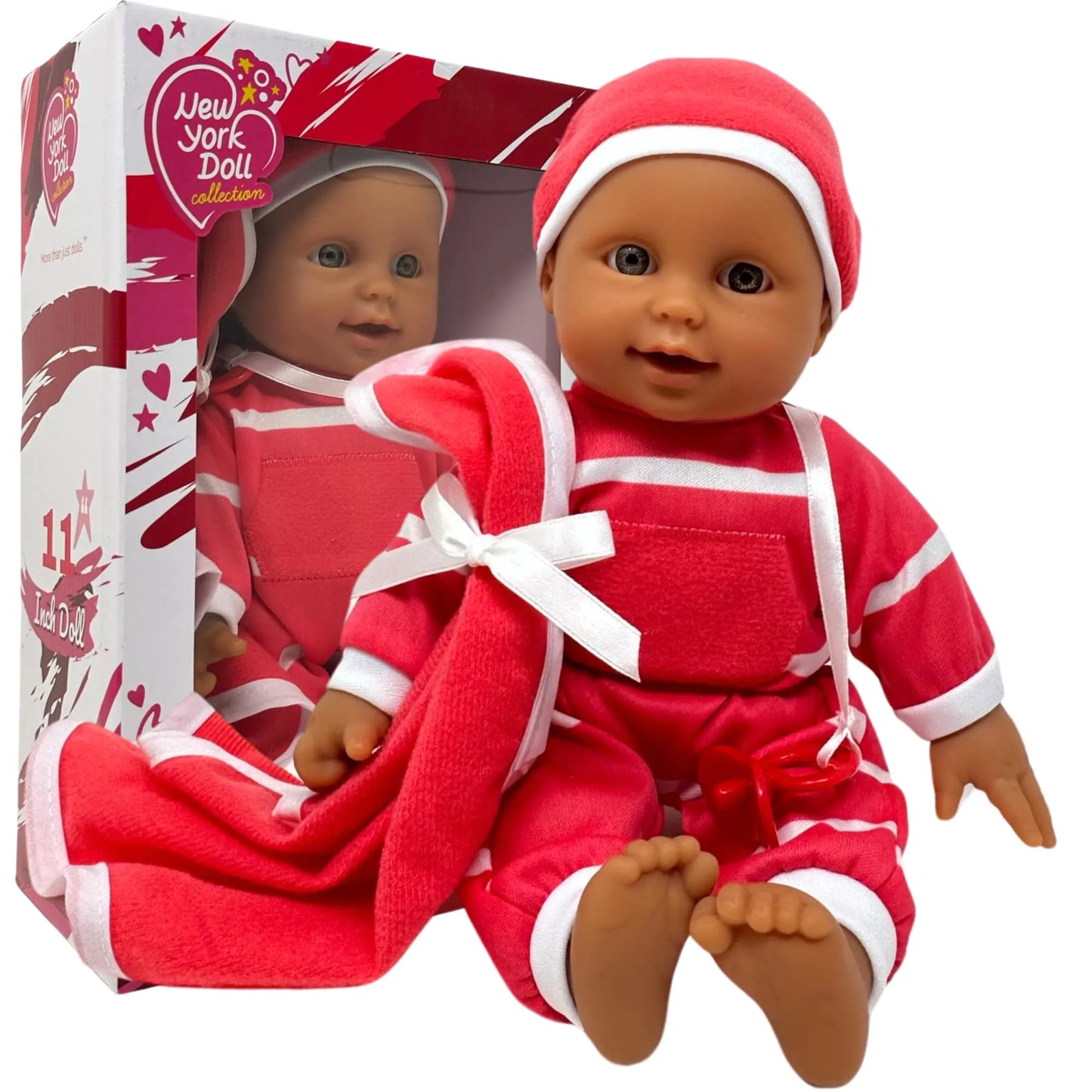 The New York Doll Collection 11 inch Soft Body Baby Doll in Gift Box - 11" Baby Doll Toy for Kids Boys Girls and Toddlers - Baby Doll Pacifier Accessory Included