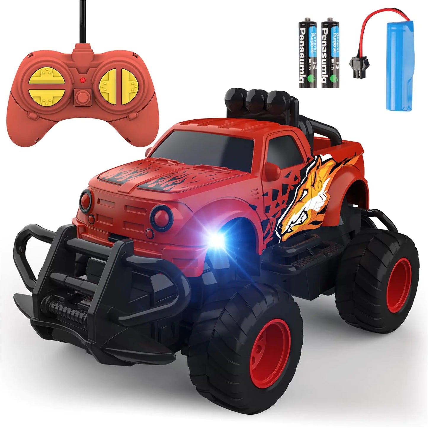 Mafbeanl Remote Control Car for Boys 4-7 1:43 Scale Mini RC Car for Kids 3-5 Car Toys Truck Xmas Birthday Gifts for Toddlers 3 4 5 6 7 Year Old Boys (Red)
