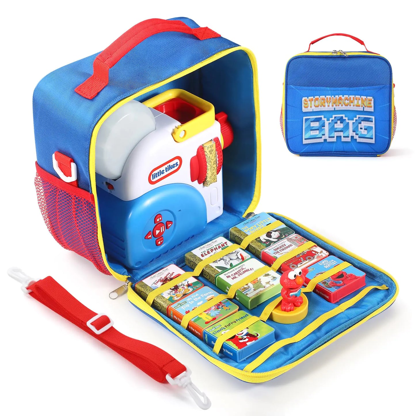 Storage Case Compatible with Little Tikes Story Dream Machine Books Starter Set Storage Case for Little Tikes for Storybook Audio Play Characterwith Handle and Shoulder Strap (Blue)