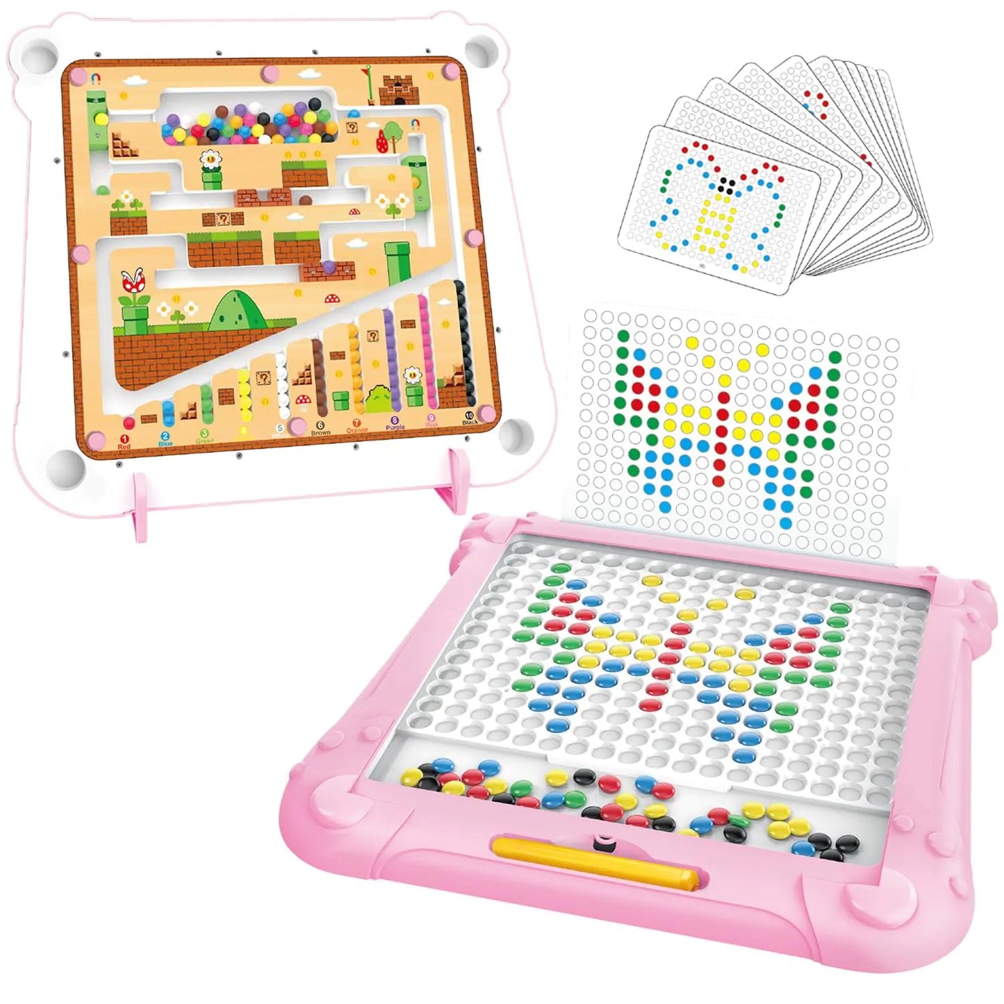 ARIHEL Magnetic Color and Number Maze Magnetic Drawing Board 2 in 1 Montessori Learning Toys for Toddlers 3 4 5 Years Preschool Educational Toys for Toddlers Boys Girls Road Trip Travel Toys