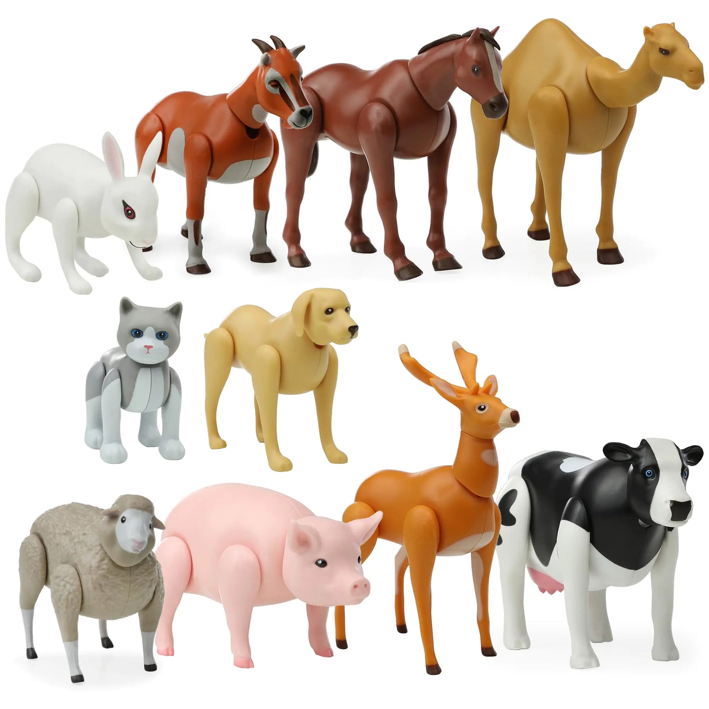Beverly Hills Doll Collection Farm Animal Toys Set of 10 Moveable Joints Large Toy Farm Animals for Toddlers Plastic Animal Figures Realistic Animal Figurines for Kids