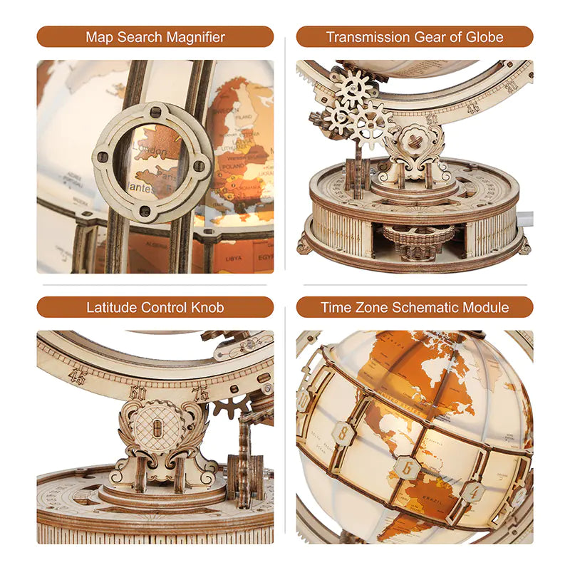 3D Wooden Puzzle Globe Assembly Model DIY Toy