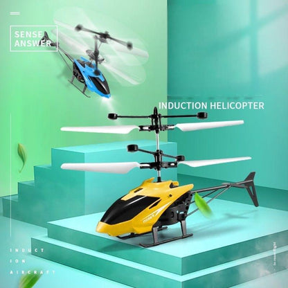 Remote controlled aircraft induction suspended two-way helicopter, drop resistant and playable, rechargeable flying stall toy with lights