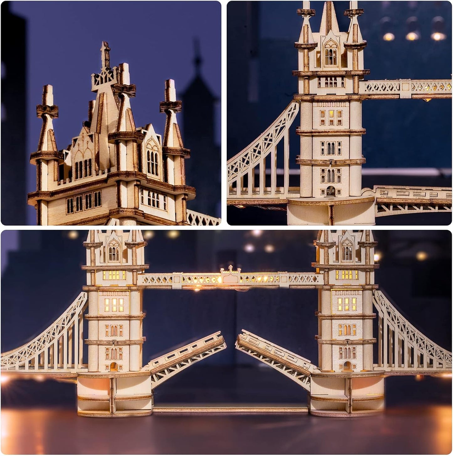 ROBOTIME 3D Wooden Puzzle London Tower Bridge Model Kit For Adults Xmas Gifts TG412