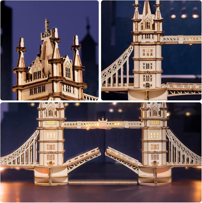 ROBOTIME 3D Wooden Puzzle London Tower Bridge Model Kit For Adults Xmas Gifts TG412