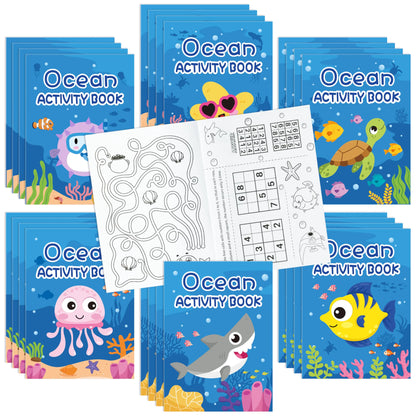 BZaber Ocean Activity Coloring Books - 24Pcs Under The Sea Including Turtle Jellyfish Starfish Shark Clownfish DIY Art Drawing Pattern Under The Sea Birthday Party Favors Home School Supply for Kids