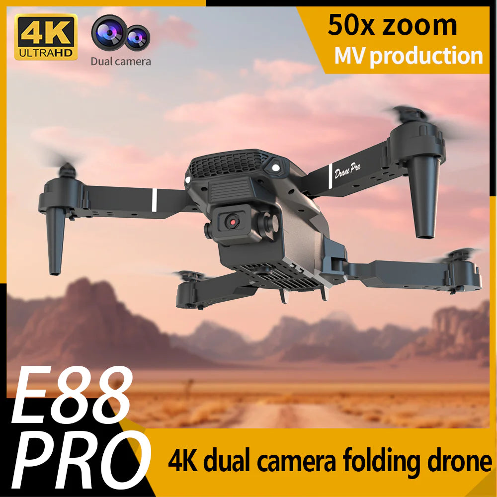 E88 Dual Camera WiFi FPV Drone – Foldable RC Quadcopter with Altitude Hold & Remote Control