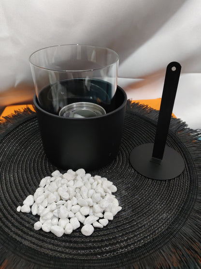 Portable Glass Decorative Alcohol Fireplace Table Lamp Desktop Indoor Modern Metal Fireplaces Black White Portable Real Fire Fireplace Lamp Outdoor