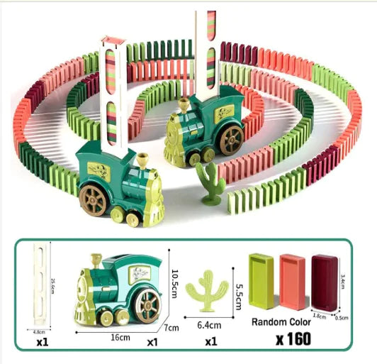 Electric Domino Train Toy with Automatic Block Dispenser (One Set)