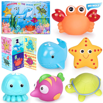 Bath Toys for Toddlers 1-3 No Hole Ocean Baby Bathtub Toys with Bath Book Toddler Baby Bath Toys for 1 2 3 4 Year Old Girls Boys