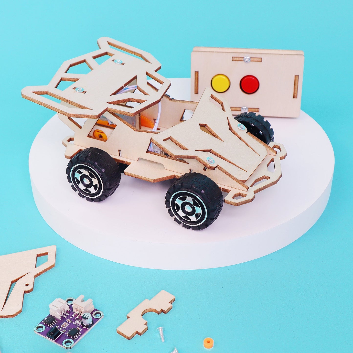 Infrared Remote Controlled Car DIY Kit, Educational STEM Toy