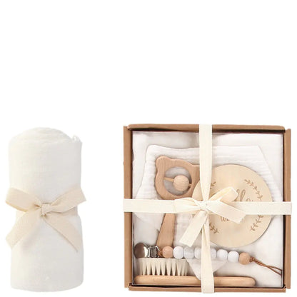 Newborn Gift Set: Bath Towel, Pacifier & Toys