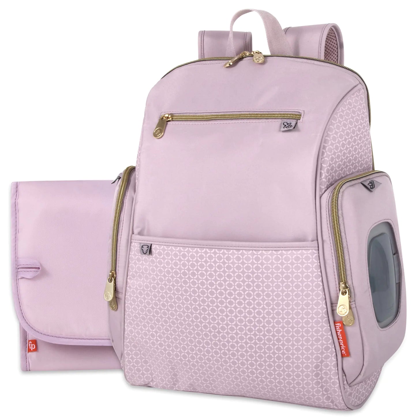 Fisher-Price Fastfinder Gemma Diaper Bag Backpack with Portable Changing Pad Wipes Dispenser (Pink)