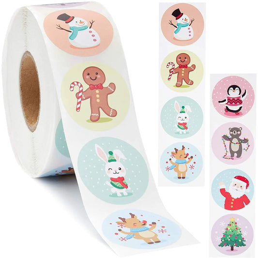 1000 Count Stickers Assorted Designs Sticker Roll Christmas