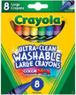Crayola 523280 Ultra-Clean Washable Crayons Large 8 Colors/Box