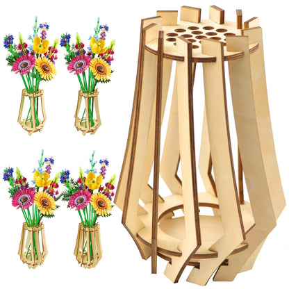 Vase for Lego Flowers - Wooden Flower Vase for Lego Flower Bouquet Building Set - Display Stand for Lego Roses Cherry Blossom Sunflower Tulips Daffodils Lotus - Gift for Lego Flower Lovers