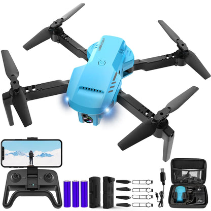 RADCLO Mini Drone with Camera - 1080P HD FPV Foldable Drone with Carrying Case 2 Batteries90° Adjustable Lens One Key Take Off/Land Altitude Hold 360° Flip Gifts Drones for and Adults