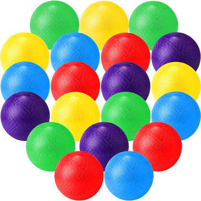 Macarrie 20 Pcs Playground Balls 6 Inches Dodgeball Kick Balls for Kids Adults Colorful Inflatable Balls Handballs Soccer Basketball Handball Games Camps Schools Outdoors (Simple Style)