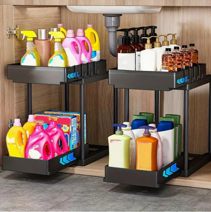 Sink Shelf Double-tier Sink-mounted Storage Rack, Kitchen Cabinet Shelving Unit, Multi-purpose Bathroom Storage Basket. ,1 Pack