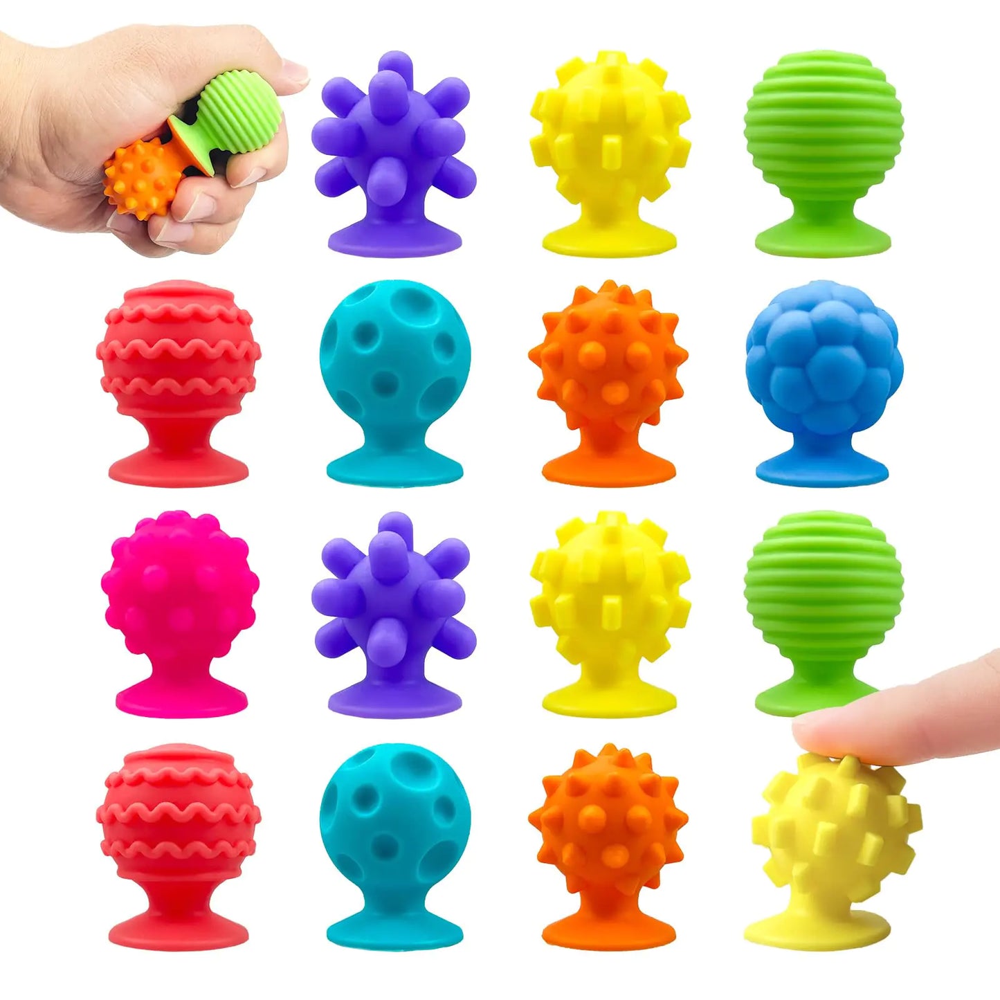 APLIST Sensory Fidget Toys for Kids Toddlers 16 Pack Texture Suction Toys Calm Down Item for Autism ADHD Classroom Students Prize Fidgets Bulk Portable Travel Toys for Boys Girls