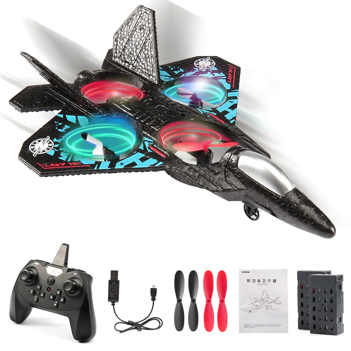 RoofWorld RC Plane Drone Helicopter Quadcopter RTF 2.4GHz 6-axis Gyro Remote Control Airplane RC Jet Fighter Easy to Fly RC Glider Toys for Adult Kids (Blue)