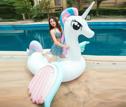 Colorful Unicorn Inflatable Bed and Pool Float, Large