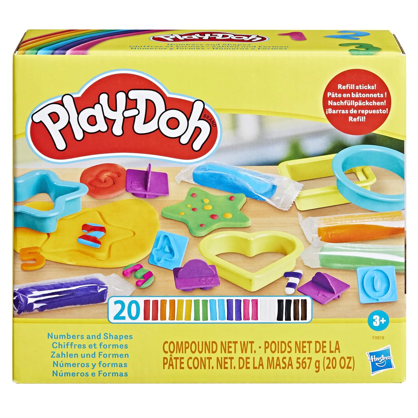 Play-Doh Numbers and Shapes Playset with 17 Tools & 20 Compound Sticks Kids Arts & Crafts Preschool Toys for Girls & Boys Ages 3+