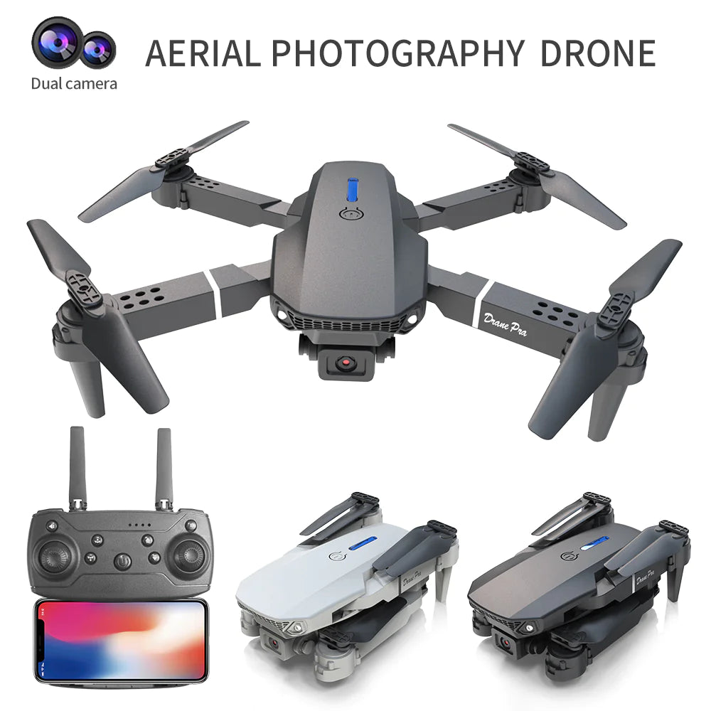 E88 Dual Camera WiFi FPV Drone – Foldable RC Quadcopter with Altitude Hold & Remote Control
