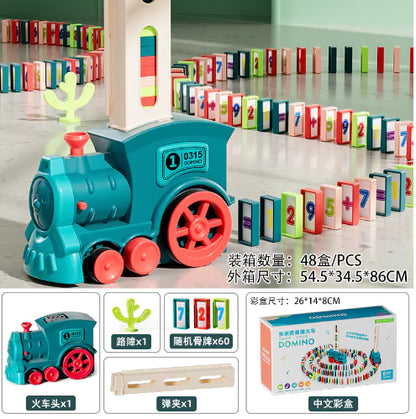 Electric Domino Train Toy with Automatic Block Dispenser (One Set)