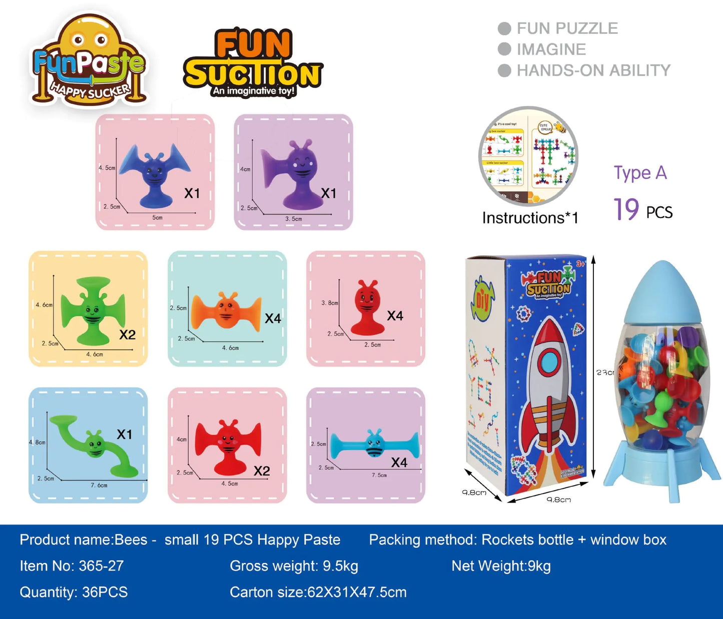 Bees Suction Cups Versatile Building Soft Blocks Toy