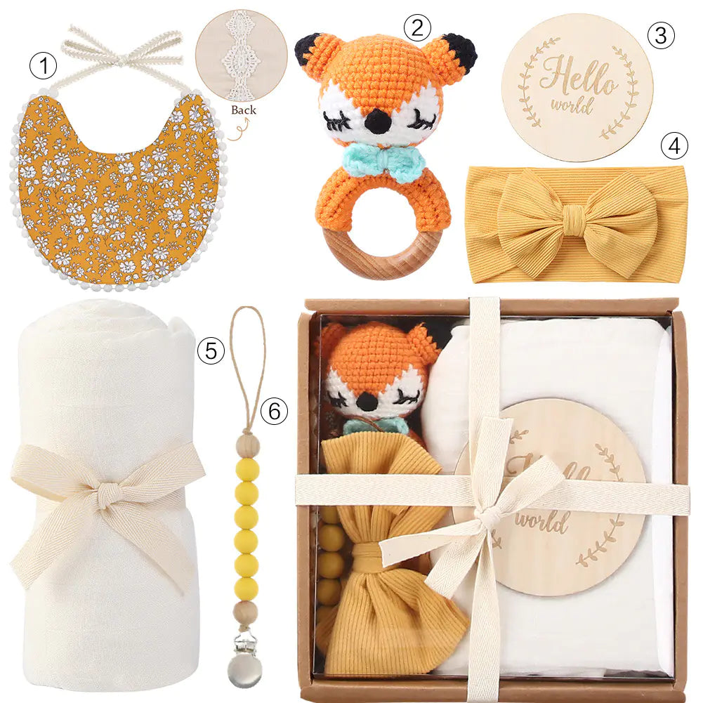 Newborn Gift Set: Bath Towel, Pacifier & Toys