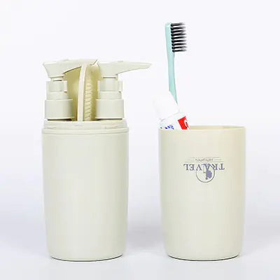 Travel Toiletry Set with Toothbrush Cup and Bottles (6pcs)