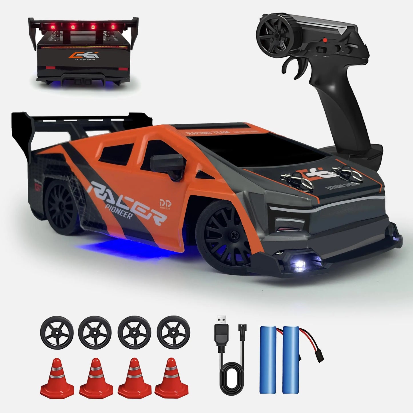 HTURCCOP 1:24 RC Cybercar 2.4GHz RC Drift Cars with LED Light Race Car Toys for Boy Girl 8-12 Years Old Speed Adjustable 25Km/HHigh Speed RC Racing Cars Perfect Toy Gift for Boys & Girls