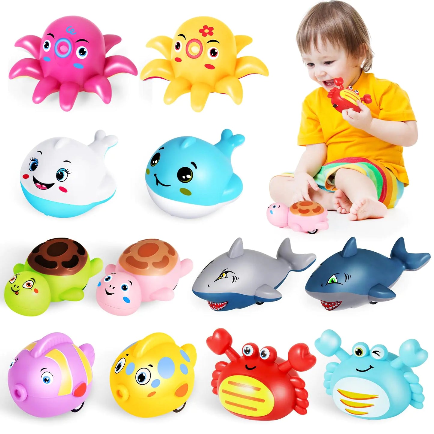 12 Pcs Pull Back Cars for Toddlers 1-3 Animal Pull Back Racing Cars Bulk Mini Car Toys fors Boys Girls  Party Favors for kids Treasure Box Toys Small Cars Bulk Prizes Valentines Day Gift for Kids