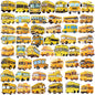 Dorgua 50Pcs Back to School School Bus Stickers Non-Repetitive School Bus Vinyl Stickers Waterproof Stickers for Water Bottle Laptop Scrapbook Decoration Back to School Party Favors Gifts