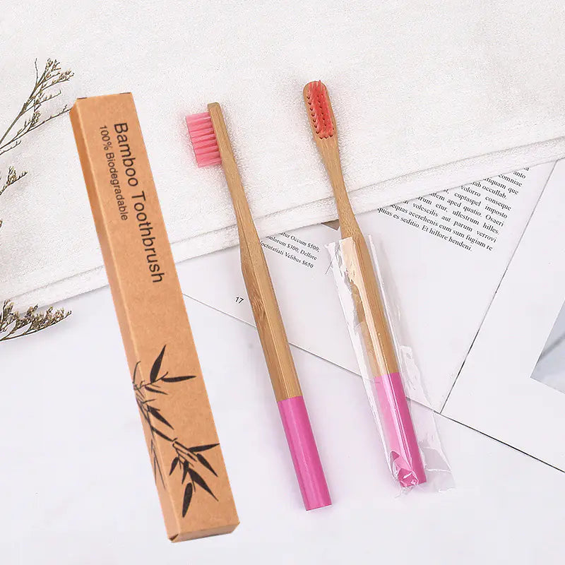 Bamboo Toothbrush with Custom Logo and Kraft Paper Box