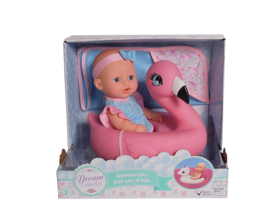 DREAM COLLECTION 10" Bath Time Baby Doll with Flamingo Pink