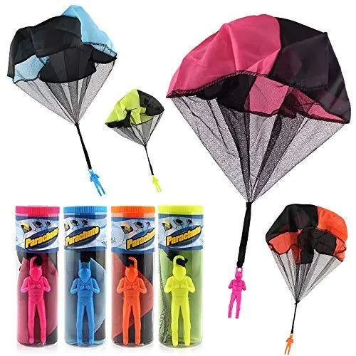 HENGBANG 4PCS Set Tangle Parachute Figures Hand Throw Soliders Square Outdoor Childrens Flying Toys | No Strin