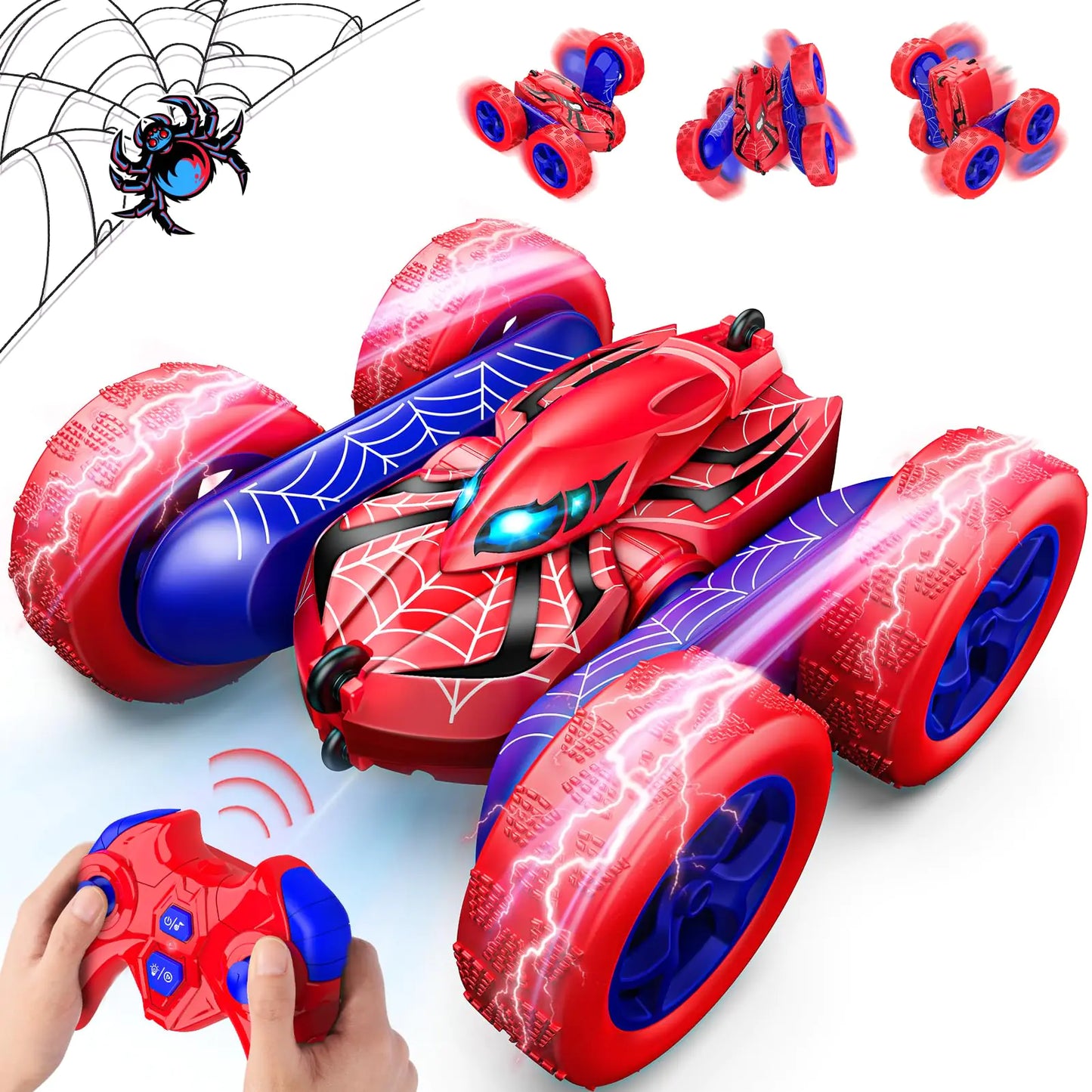 Remote Control CarDouble Sided 360° Rotating 4WD RC Cars for 3-12 Year Old Boys 2.4GHz Electric Rechargeable Race Stunt Birthday Halloween Xmas RC Toys for 3 4 5 6 7 8 9 10 11 12 Year Old Boys