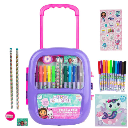 Innovative Designs Gabby’s Dollhouse Color and Roll Activity Set with Carrying Case Stickers & Art Supplies