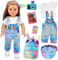 ZITA ELEMENT 7 Pcs American 18 Inch Doll Clothes and Accessories - 18 Inch Doll Clothes Set with Doll BackpackWaist BagCell PhoneTablet PhoneCamera (No Doll)