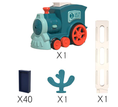 Electric Domino Train Toy with Automatic Block Dispenser (One Set)