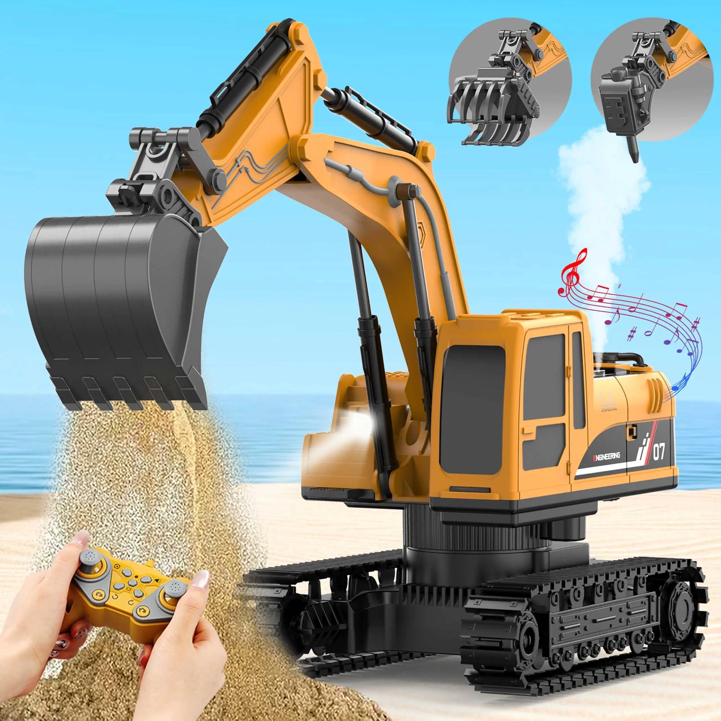 BeiyoQSZ Remote Control Excavator Toy for Kids Adults RC Construction Vehicles Toys for Boy Outdoor Toys for Kids Birthday