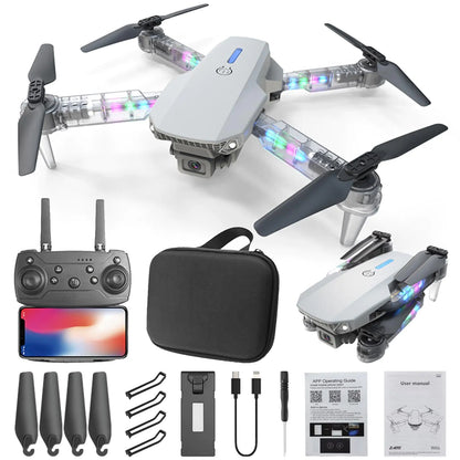 Sales Today Clearance Only Drones with Camera for Adults 1080P WiFi FPV Drone Mini Drones with Transparent LED Folded Arms 3 Flight Modes Altitude Hold Headless Mode Trajectory Flight