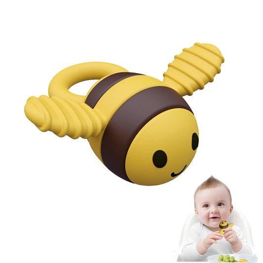 Maklavel Baby Silicone Teether ToyBaby Teething Toys for 18 Months Boys Girls Babies Cute Bee Shape BPA-Free Silicone Baby Chew Toys for Sensory Exploration and Relief Teething Itching (Yellow)
