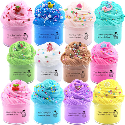 KUALUDJIT Butter Slime Toys Kit 12Pack Fidget Toys Educational Toys Super Soft & Non-StickyStress Relief for Girls and Boys Age6-12 Party Favors and Birthday Christmas Slime