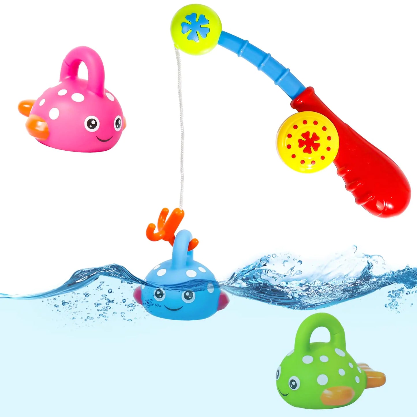 Fajiabao Baby Bath Toys for Kids Ages 1-3 Mold Free Water Toys No Hole Fishing Games Bathtub Toys for Toddler 2-4 Shower Toys Baby Gift for Boys Girls Age 1 2 3 4 5 6(Color Random)