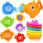 Baby Bath Toys for Kids Ages 1-313 Pcs Bathtub Toys for Babies 6-12-18 Months Mold Free Bath Toys Toddlers 2-4 Years OldStacking Cups & Watering CanWater Table Toys for Infants Boys Girls 1 2 3 4
